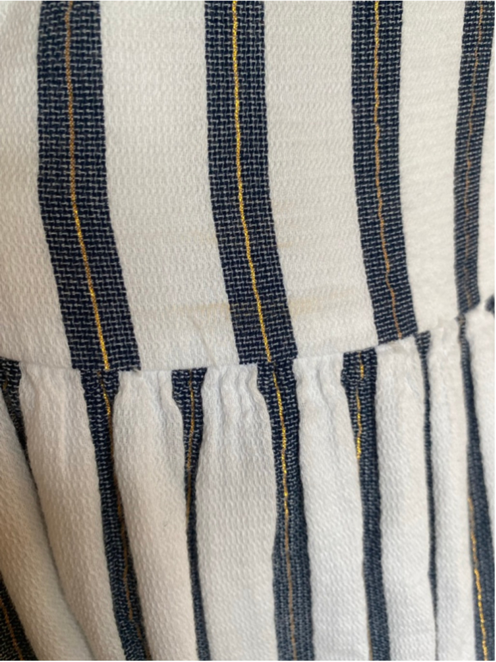 Crown & Ivy Maxi Dress White Navy Gold Stripe Cotton Coastal Resort 4th of July - Picture 4 of 8